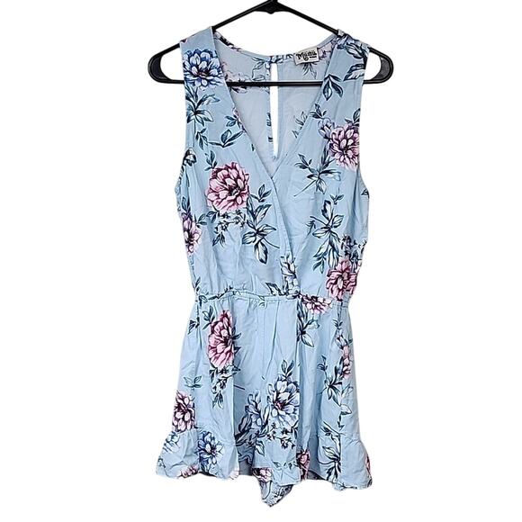 Show Me Your Mumu Baby Blue Floral Medium Riri Romper - Picture 2 of 6